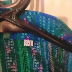 Dark blue‎ and green button up dress shirt